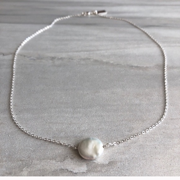Silver Dainty Freshwater Pearl Necklace - Picture 4 of 7